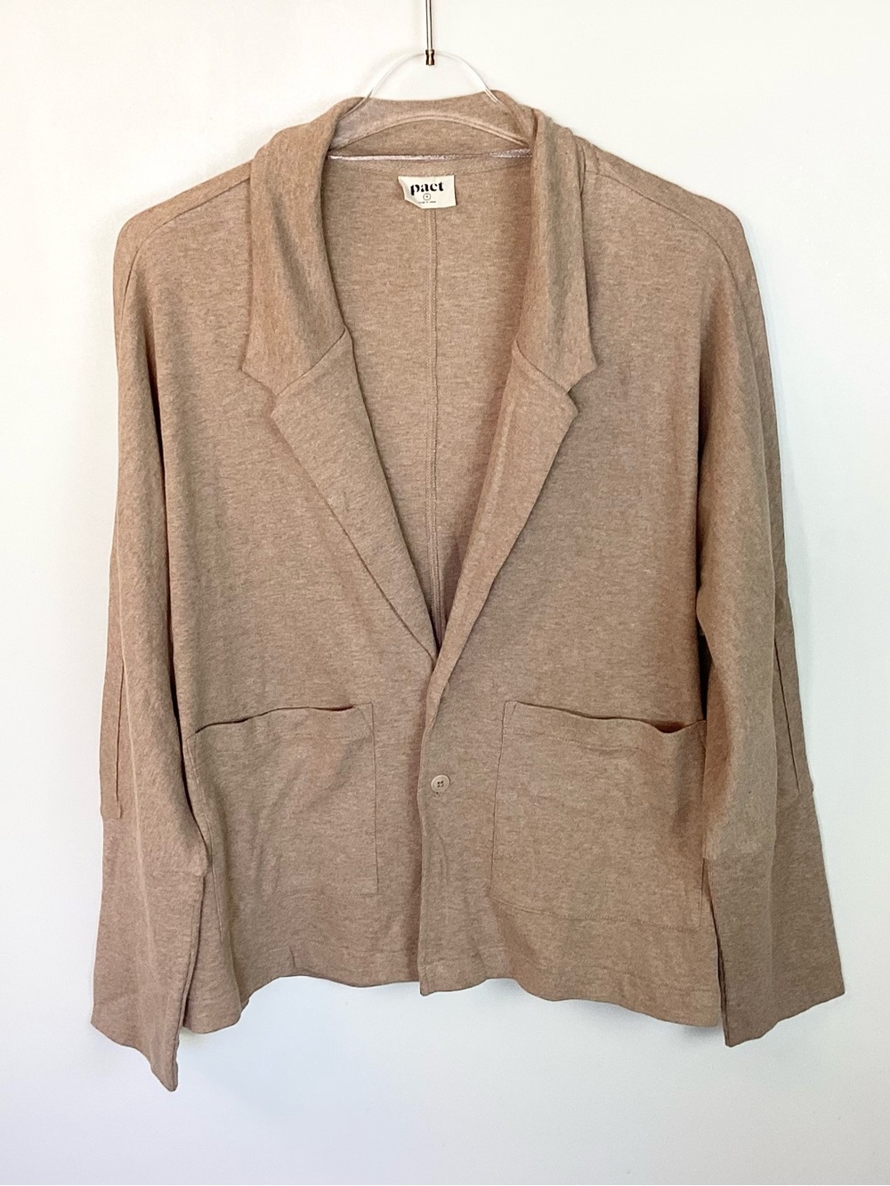 NWOT Pact Organic Cotton Airplane Relaxed Blazer - Sesame Heather - M